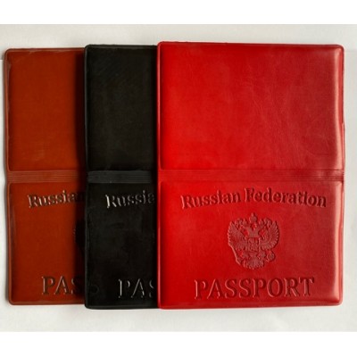 Обложка для паспорта Загранпаспорт гл кожзам  №7 эконом в ассортименте П-57103